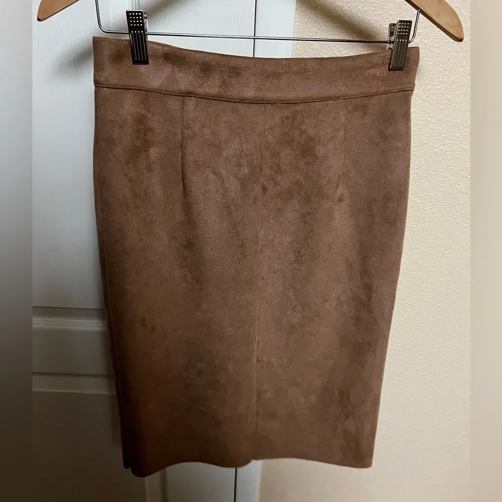 Fate Faux Brown Suede Skirt Zipper Knee Length Size Medium